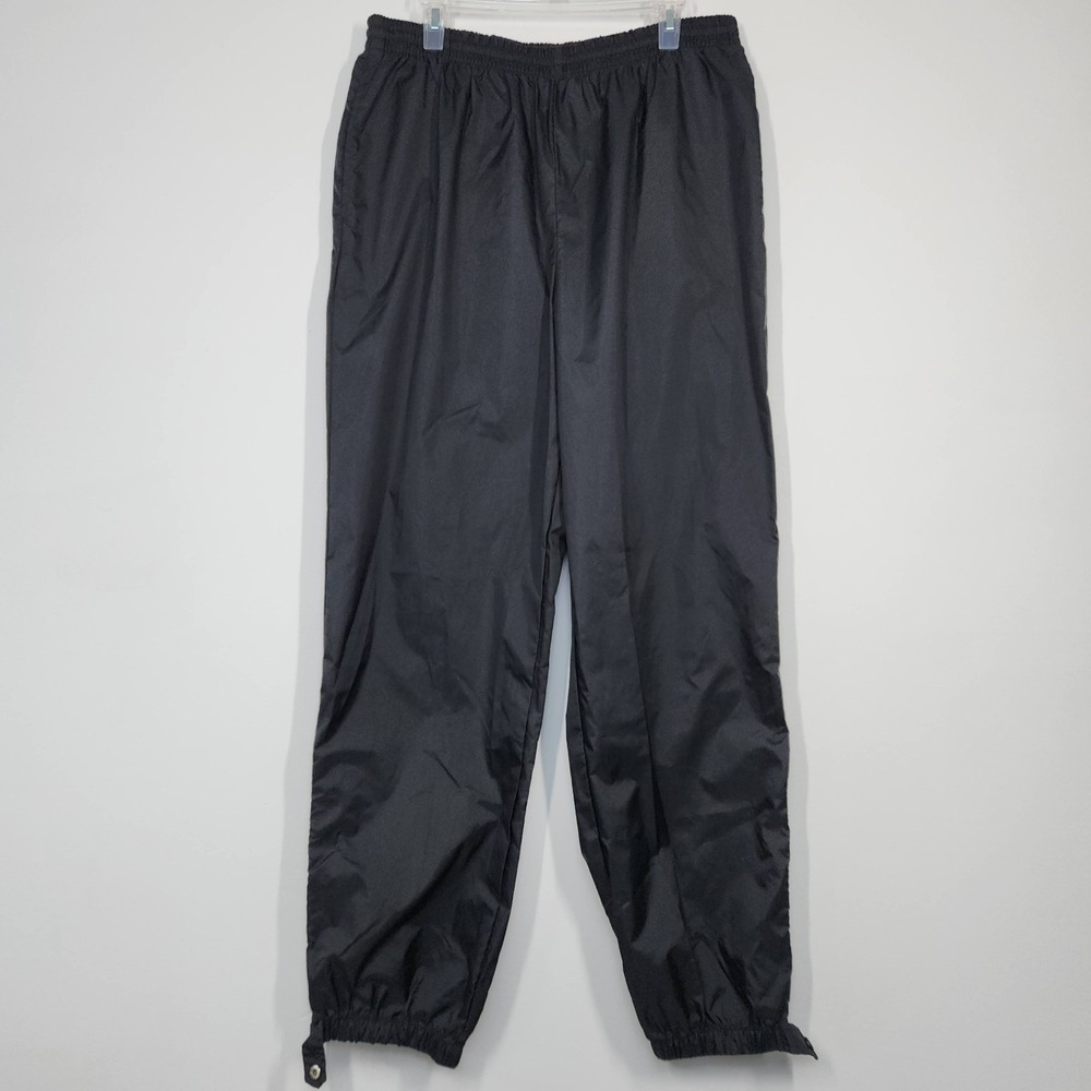 Columbia Pants Mens XL Black Nylon Rain Zip Leg Elastic Cuffs Lined Shell Hiking